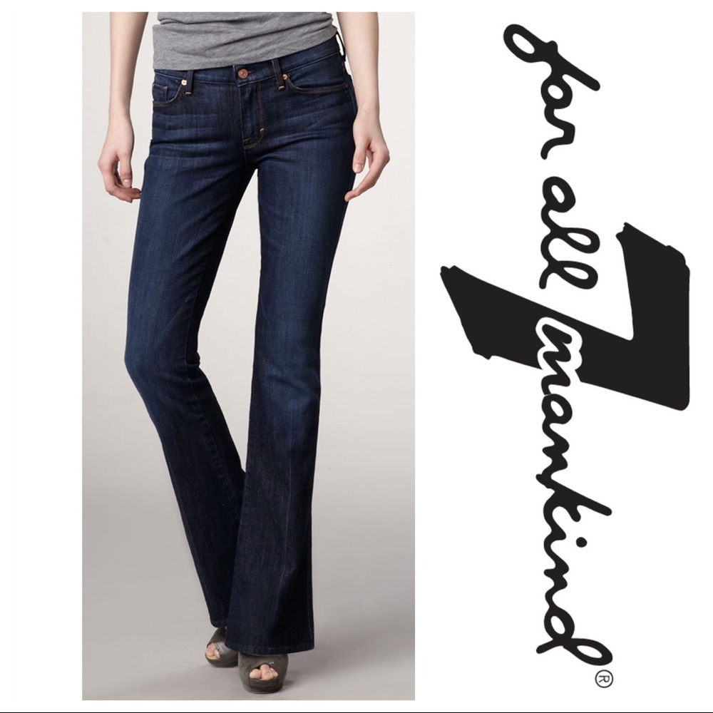 7 for all Mankind Kaylie Bootcut Blue Jeans Midnight NY Dark Slim Boot-Cut